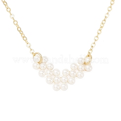 Shell Pearl Heart Pendtant Necklace with Brass Chains&nbsp;NJEW-TA00089