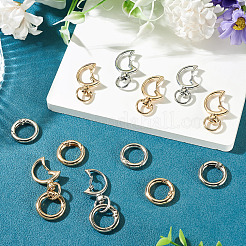 10Pcs 2 Colors Moon Alloy Swivel Snap Hook Clasps & 10Pcs 2 Colors Alloy Spring Gate Rings Findings Kits&nbsp;FIND-TADJ0001-22
