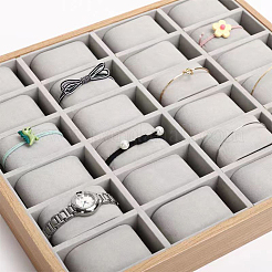24 Grids Wood Watch Display Trays with Pillows&nbsp;BDIS-WH0008-17A