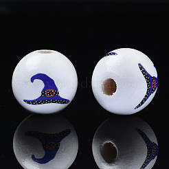 Halloween Printed Natural Wood Beads&nbsp;WOOD-S057-077