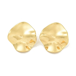 Texture Flat Round 304 Stainless Steel Stud Earrings for Women&nbsp;EJEW-K278-34G