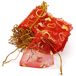 50Pcs Heart Printed Organza Bags&nbsp;OP-TADJ0001-01F