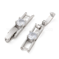 Rack Plating Brass Micro Pave Cubic Zirconia Watch Band Clasps&nbsp;KK-A234-016P-02