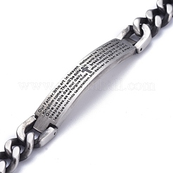 Religion 304 Stainless Steel Cuban Link Chain Bracelets&nbsp;BJEW-P263-H01-AS