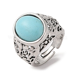 Oval Synthetic Turquoise Cuff Rings&nbsp;RJEW-B107-12AS-01