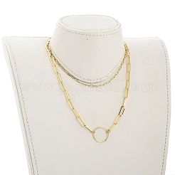 Brass Paperclip Chain Double Layer Necklaces&nbsp;NJEW-JN03054