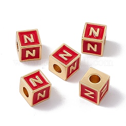 Rack Plating Brass Enamel Beads&nbsp;KK-B060-04G-03N