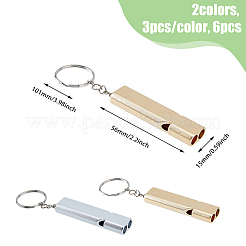 6Pcs 2 Colors Double Tube Whistle Alloy High Frequency High Decibel Keychain&nbsp;KEYC-DC0001-19