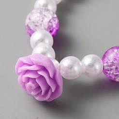 Cute Plastic Charm Stretch Bracelet with Imitation Pearl Beaded for Women&nbsp;BJEW-TAC0009-01A