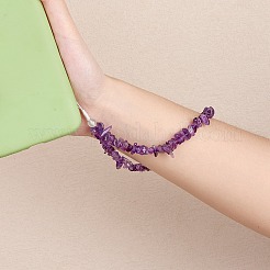 Natural Amethyst Chips Cell Phone Lanyard Wrist Strap&nbsp;HJEW-SW00018-02