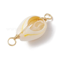 Natural Cowrie Shell Copper Wire Wrapped Shell Shape Connector Charms&nbsp;PALLOY-JF02939-03