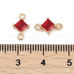 Brass Pave Glass Rhombus Links Connector Charms&nbsp;GLAA-Q088-001J