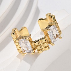Brass Micro Pave Clear Cubic Zirconia Cuff Finger Rings&nbsp;RJEW-C120-07G