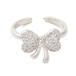 Bowknot Brass Micro Pave Clear Cubic Zirconia Cuff Rings for Women&nbsp;LS-RJEW-G311-04C-P