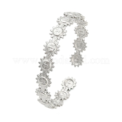 Sun 304 Stainless Steel Link Open Cuff Bangles for Women&nbsp;BJEW-A150-01P
