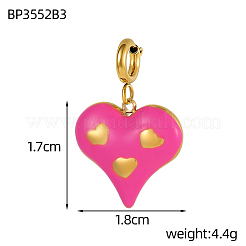 Heart Charms 304 Stainless Steel Enamel Pendants&nbsp;STAS-OY004-09G