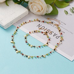 Rondelle Glass Charm Necklaces and Bracelets Jewelry Sets&nbsp;SJEW-JS01151