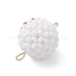 Halloween Glass Peal & Glass Seed Beaded Round Eye Links Connector Charms&nbsp;PALLOY-MZ00948-02