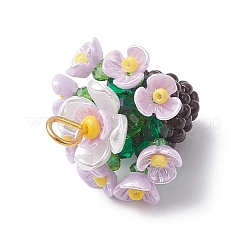 Resin Glass Seed Beaded Flower Pendants&nbsp;PALLOY-MZ01106-01