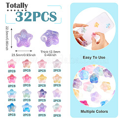 32Pcs 16 Colors Luminous Transparent Resin Star Cabochons&nbsp;RESI-TA0004-28