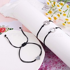 3Pcs 3 Style 430 Stainless Steel Heart Link Bracelets Set&nbsp;JB720A