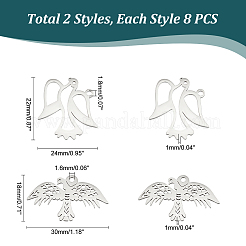 16Pcs 2 Styles 304 Stainless Steel Pendants&nbsp;STAS-UN0050-33