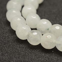 Faceted Natural White Jade Beads Strands&nbsp;G-F448-8mm
