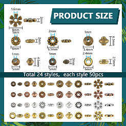 1200Pcs 24 Styles Tibetan Style Alloy Spacer Beads Sets&nbsp;TIBEB-PH0005-07