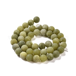 Round Frosted Natural TaiWan Jade Bead Strands&nbsp;G-M248-8mm-02