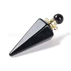 Natural & Synthetic Mixed Gemstone Faceted Cone Openable Perfume Bottle Big Pendants&nbsp;G-L524-18G