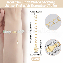 10Pcs 925 Sterling Silver End with Extender Chains and Teardrop Charms&nbsp;STER-BBC0009-89G