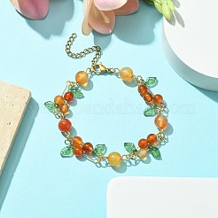 Fruit Autumn Theme Natural Carnelian Beaded Bracelets&nbsp;BJEW-TA00333