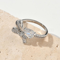Brass Micro Pave Cubic Zirconia Cuff Open Rings&nbsp;RJEW-C163-17P