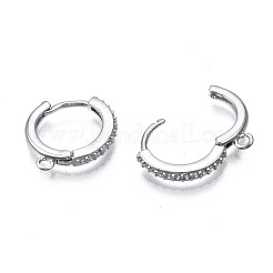 Brass Micro Pave Cubic Zirconia Huggie Hoop Earring Findings&nbsp;KK-T063-013P-NF