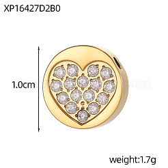 304 Stainless Steel Micro Pave Clear Cubic Zirconia Charms&nbsp;CU-OY001-03G-1