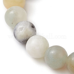 8.5mm Round Natural Flower Amazonite Beaded Stretch Bracelets&nbsp;BJEW-JB10466-01