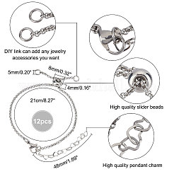 12Pcs 304 Stainless Steel Rolo Chain Slider Bracelet/Bolo Bracelets Making&nbsp;MAK-UN0001-19