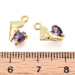 Brass Micro Pave Cubic Zirconia Charms&nbsp;KK-N263-96A-G