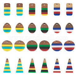 24Pcs 12 Styles Epoxy Resin & Walnut Wood Pendants&nbsp;RESI-TA0003-86