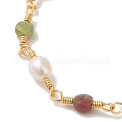 Natural Pearl & Dyed Tourmaline Beaded Bracelet&nbsp;BJEW-C051-18G