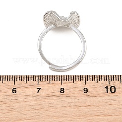 Flower Brass Micro Pave Cubic Zirconia & Enamel Cuff Ring Settings&nbsp;KK-CBAC351-06P-01