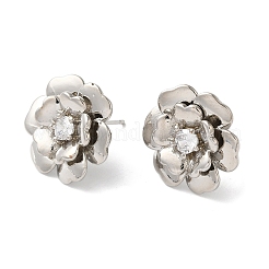 Rack Plating Brass Micro Pave Clear Cubic Zirconia Stud Earrings&nbsp;EJEW-U012-01B-P