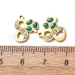 304 Stainless Steel Enamel & Rhinestone Pendants&nbsp;STAS-B130-01G-8