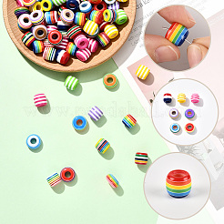 200Pcs 2 Styles Opaque Stripe Resin European Beads&nbsp;RESI-SP0001-42