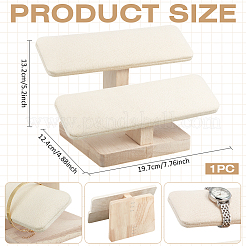 Velvet 2 Tier T-Bar Bracelet Display Stands with Wooden Base&nbsp;BDIS-WH0010-08B