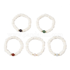 Natural Sea Shell Square Heishi Beads Dangle Earrings and Bracelets&nbsp;SJEW-JS01388