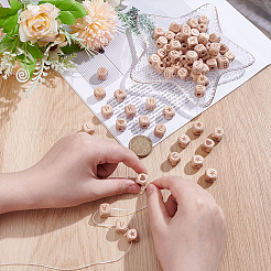 72Pcs 28 Styles Carved Wooden European Beads&nbsp;WOOD-UN0001-25