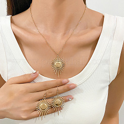 Sun Alloy Pendant Necklace & Dangle Earring Sets&nbsp;FS-WGBD582-01