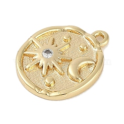 Brass Micro Pave Cubic Zirconia Pendants&nbsp;KK-I719-40G
