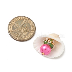 Natural Shell & Round Glass Pendants&nbsp;PALLOY-MZ00912-01